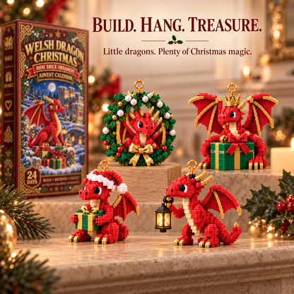 ✨ Christmas Kickoff 49% Off - 2026 Days Of Welsh Dragon Christmas Blind Box - 24-day Festive Countdown, Welsh Dragon Themed Collectible Miniatures Blind Box - Gift For Dragon Lovers