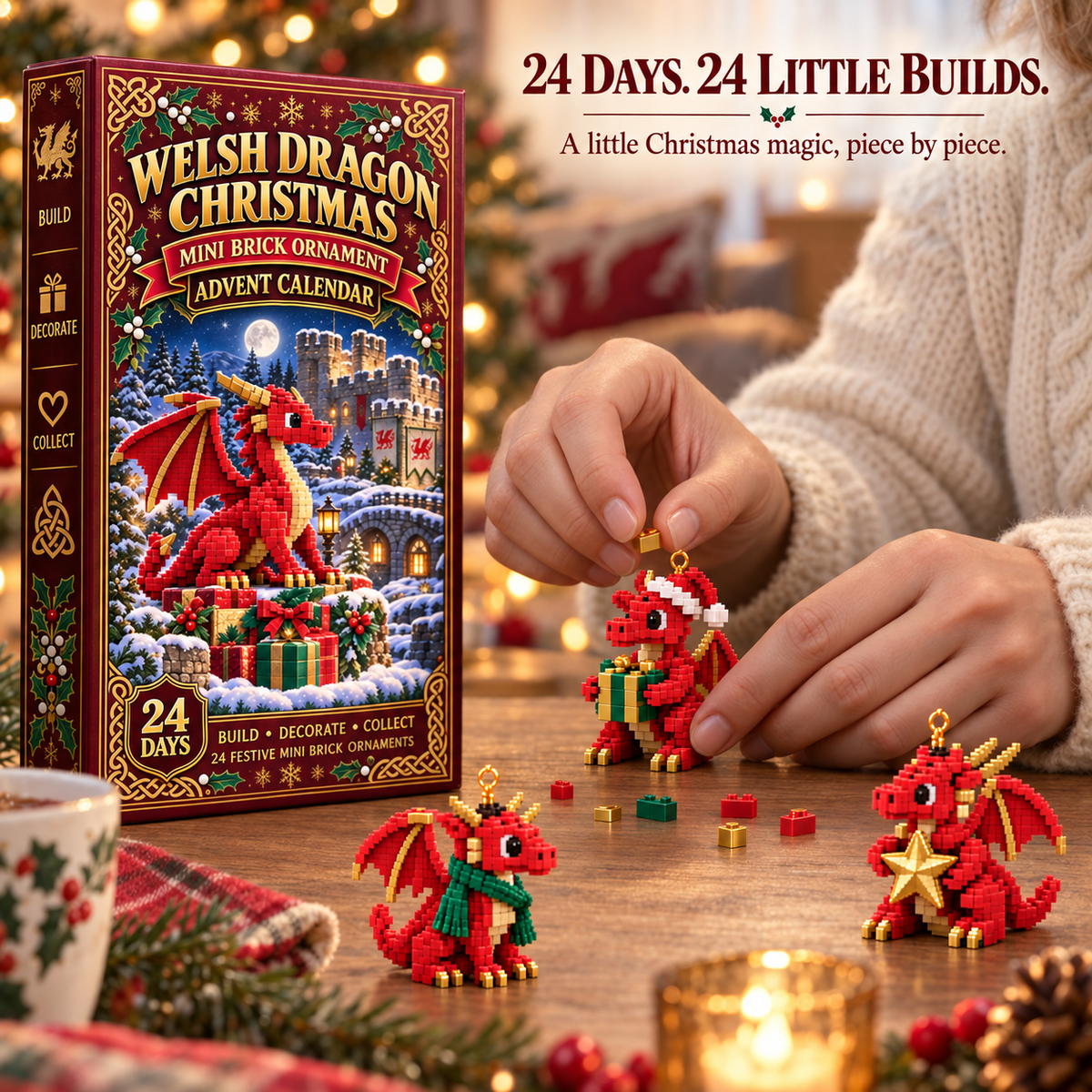 ✨ Christmas Kickoff 49% Off - 2026 Days Of Welsh Dragon Christmas Blind Box - 24-day Festive Countdown, Welsh Dragon Themed Collectible Miniatures Blind Box - Gift For Dragon Lovers