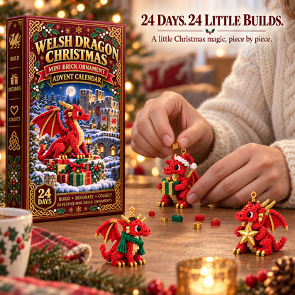 ✨ Christmas Kickoff 49% Off - 2026 Days Of Welsh Dragon Christmas Blind Box - 24-day Festive Countdown, Welsh Dragon Themed Collectible Miniatures Blind Box - Gift For Dragon Lovers