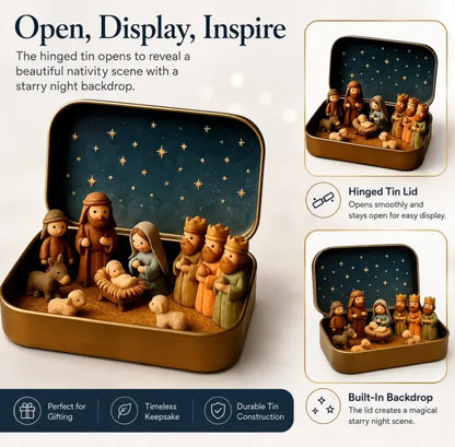 🔥Last Day 48% OFF - ✝️Religious Pocket-Size Mini Nativity Scene Set with Storage Box