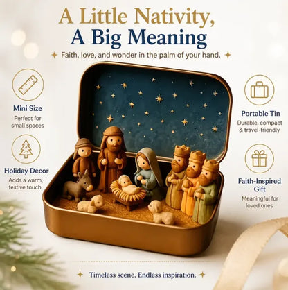 🔥Last Day 48% OFF - ✝️Religious Pocket-Size Mini Nativity Scene Set with Storage Box