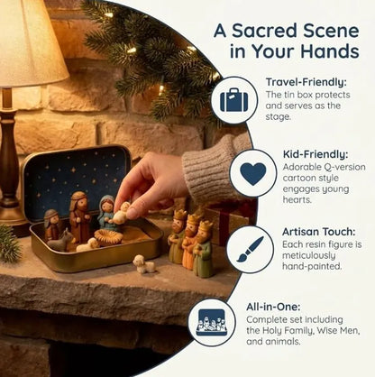 🔥Last Day 48% OFF - ✝️Religious Pocket-Size Mini Nativity Scene Set with Storage Box