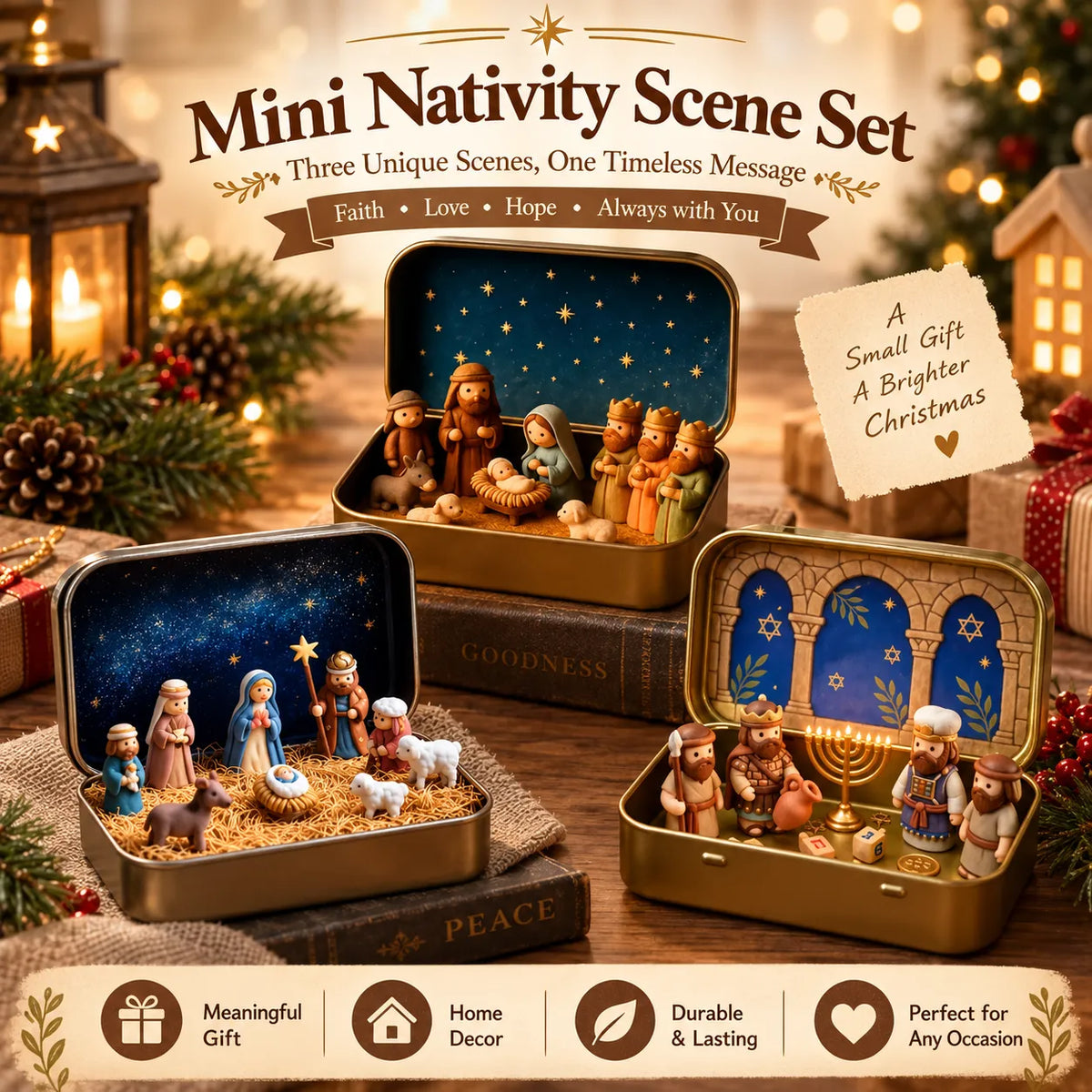 🔥Last Day 48% OFF - ✝️Religious Pocket-Size Mini Nativity Scene Set with Storage Box
