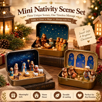 🔥Last Day 48% OFF - ✝️Religious Pocket-Size Mini Nativity Scene Set with Storage Box