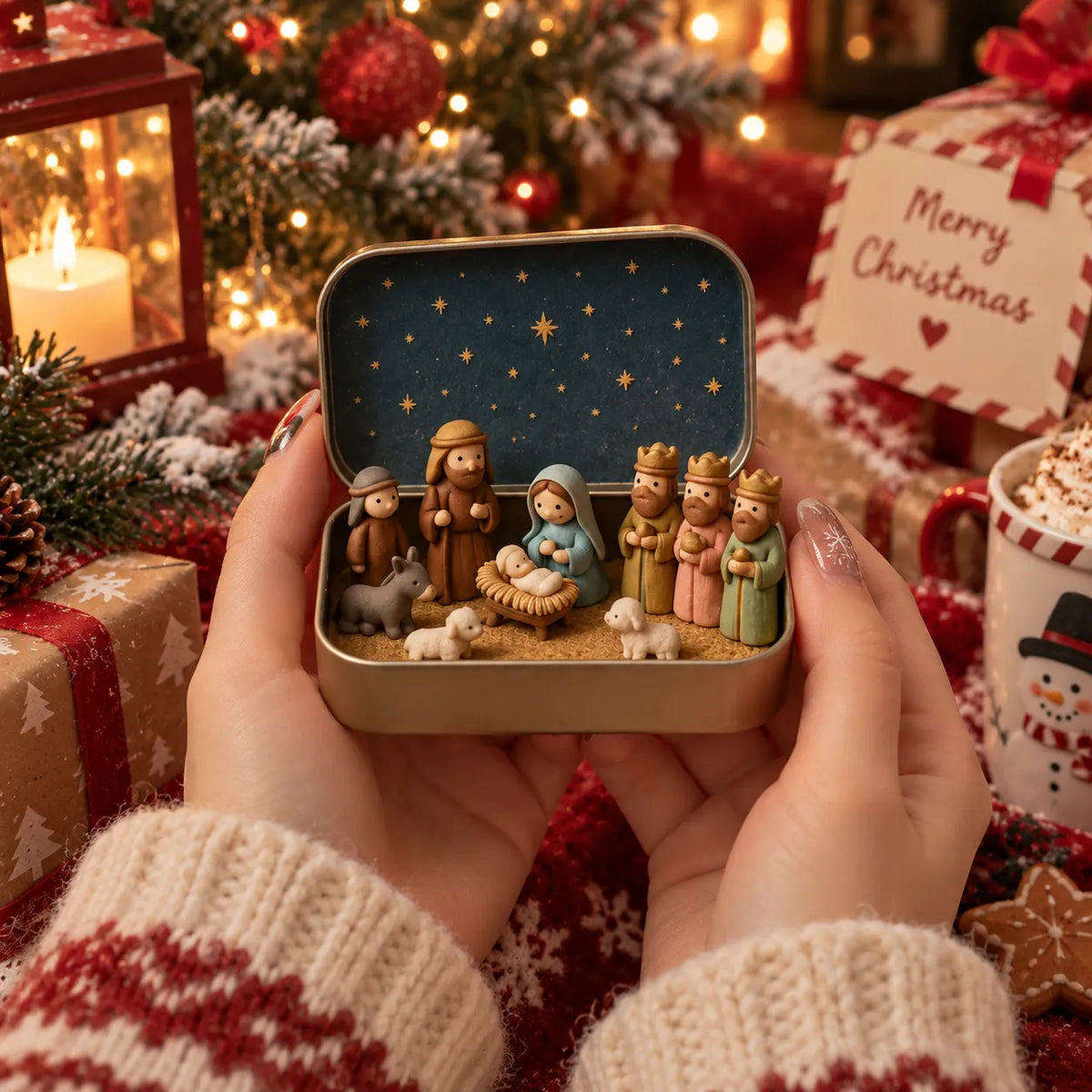 🔥Last Day 48% OFF - ✝️Religious Pocket-Size Mini Nativity Scene Set with Storage Box