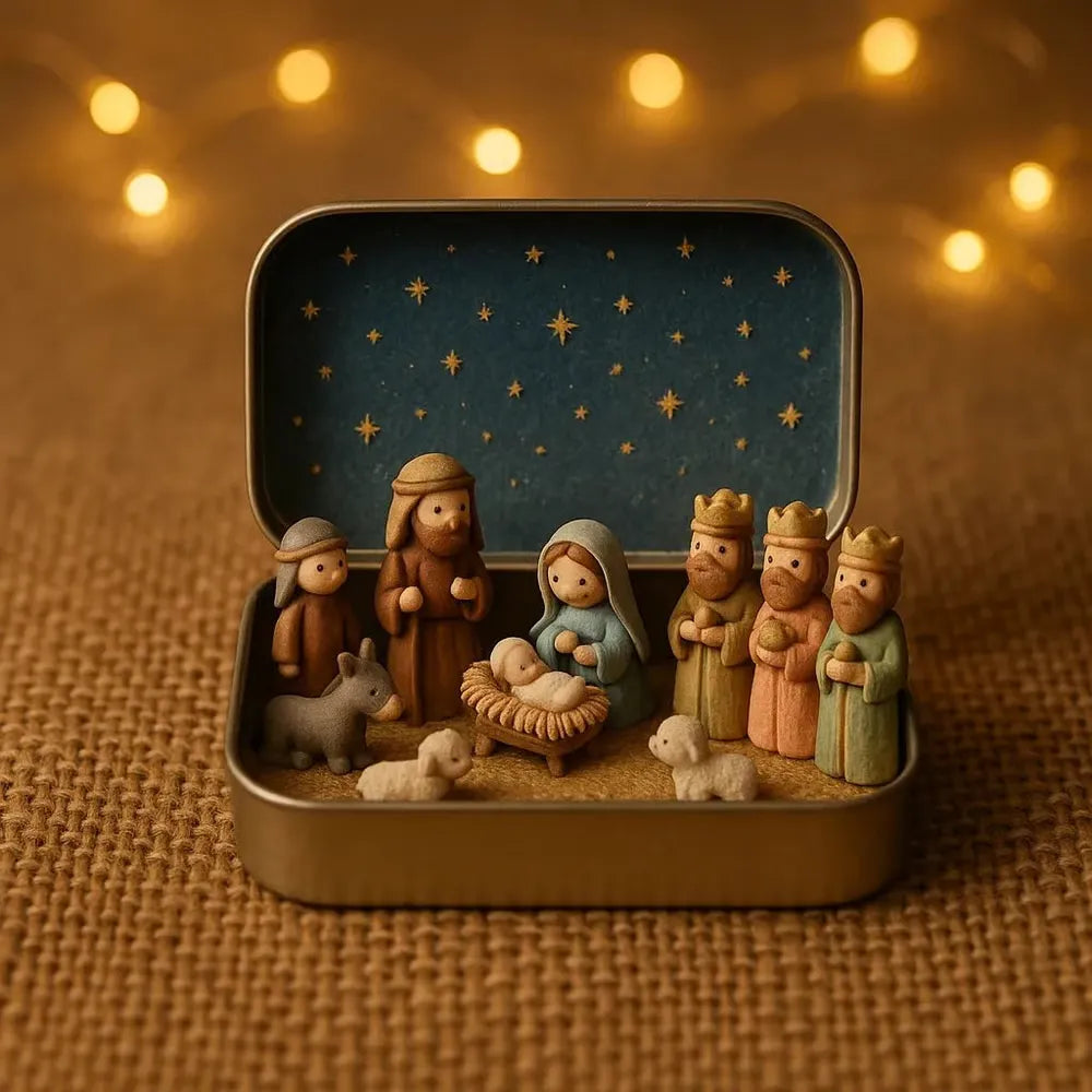 🔥Last Day 48% OFF - ✝️Religious Pocket-Size Mini Nativity Scene Set with Storage Box