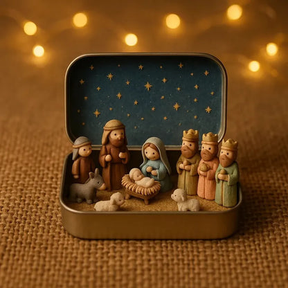 🔥Last Day 48% OFF - ✝️Religious Pocket-Size Mini Nativity Scene Set with Storage Box