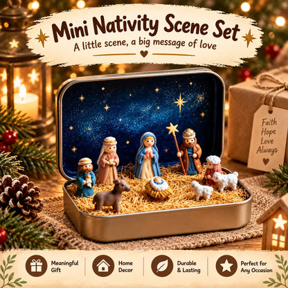 🔥Last Day 48% OFF - ✝️Religious Pocket-Size Mini Nativity Scene Set with Storage Box