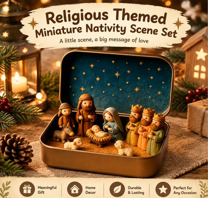 🔥Last Day 48% OFF - ✝️Religious Pocket-Size Mini Nativity Scene Set with Storage Box