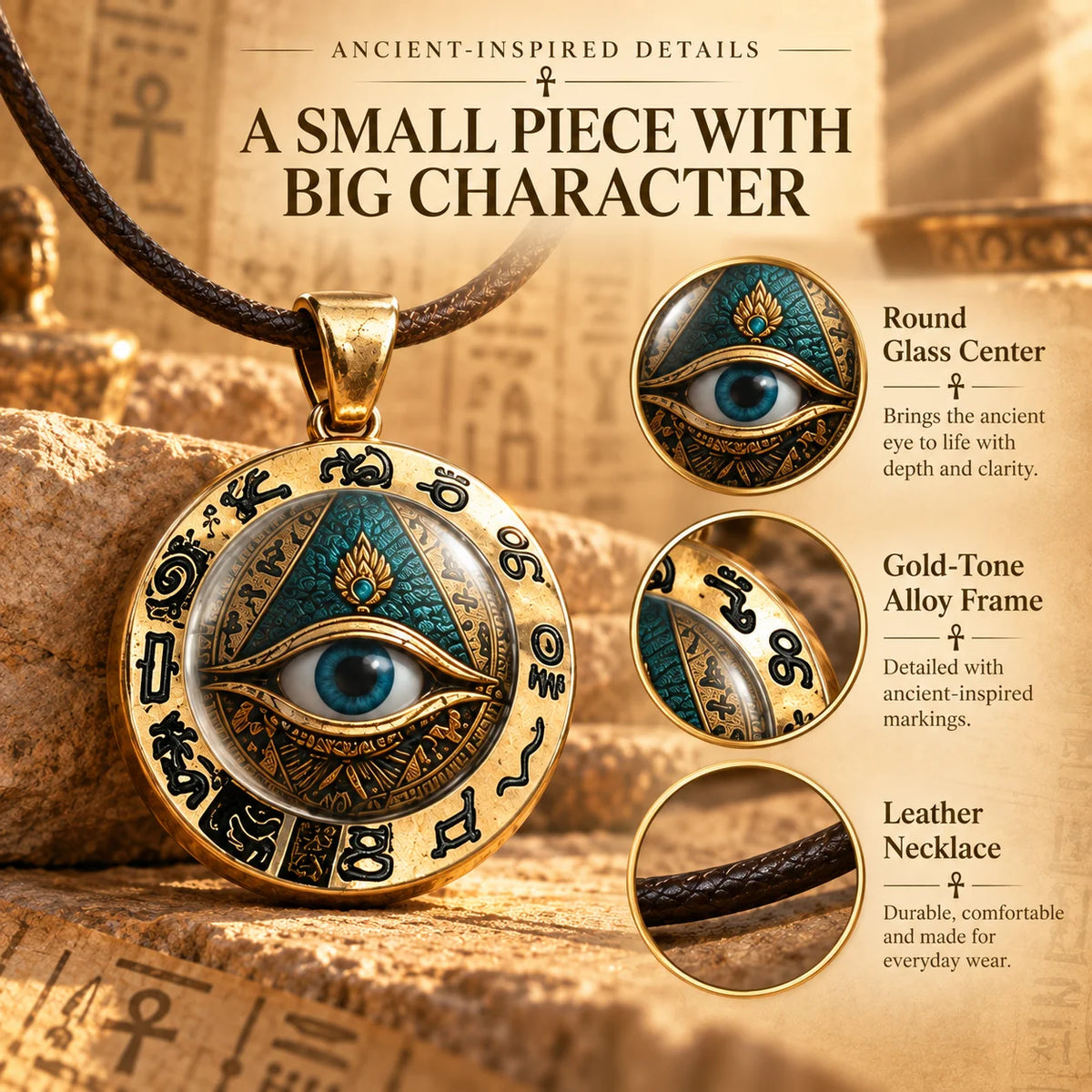 🔱Egyptian Eye Round Glass Pendant Necklace