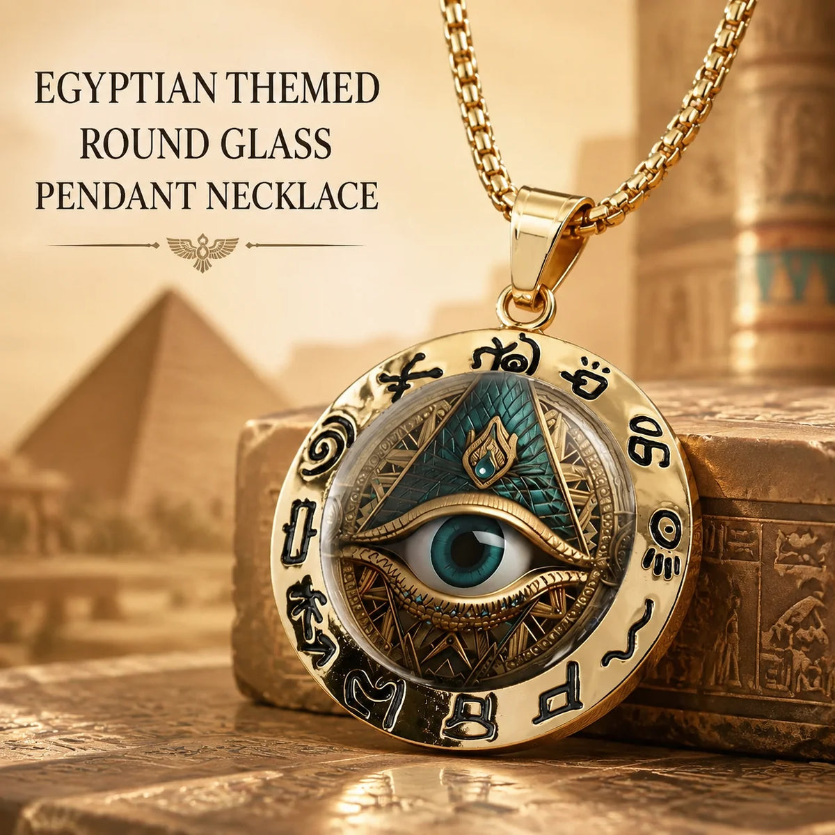 🔱Egyptian Eye Round Glass Pendant Necklace