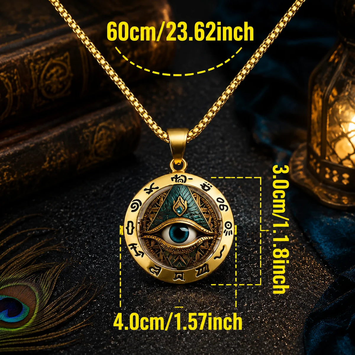 🔱Egyptian Eye Round Glass Pendant Necklace