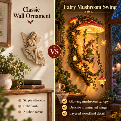 ✨last Day 49% Off✨🧚 Fairyglow™ – Lighted Woodland Fairy Mushroom Swing Wall Art