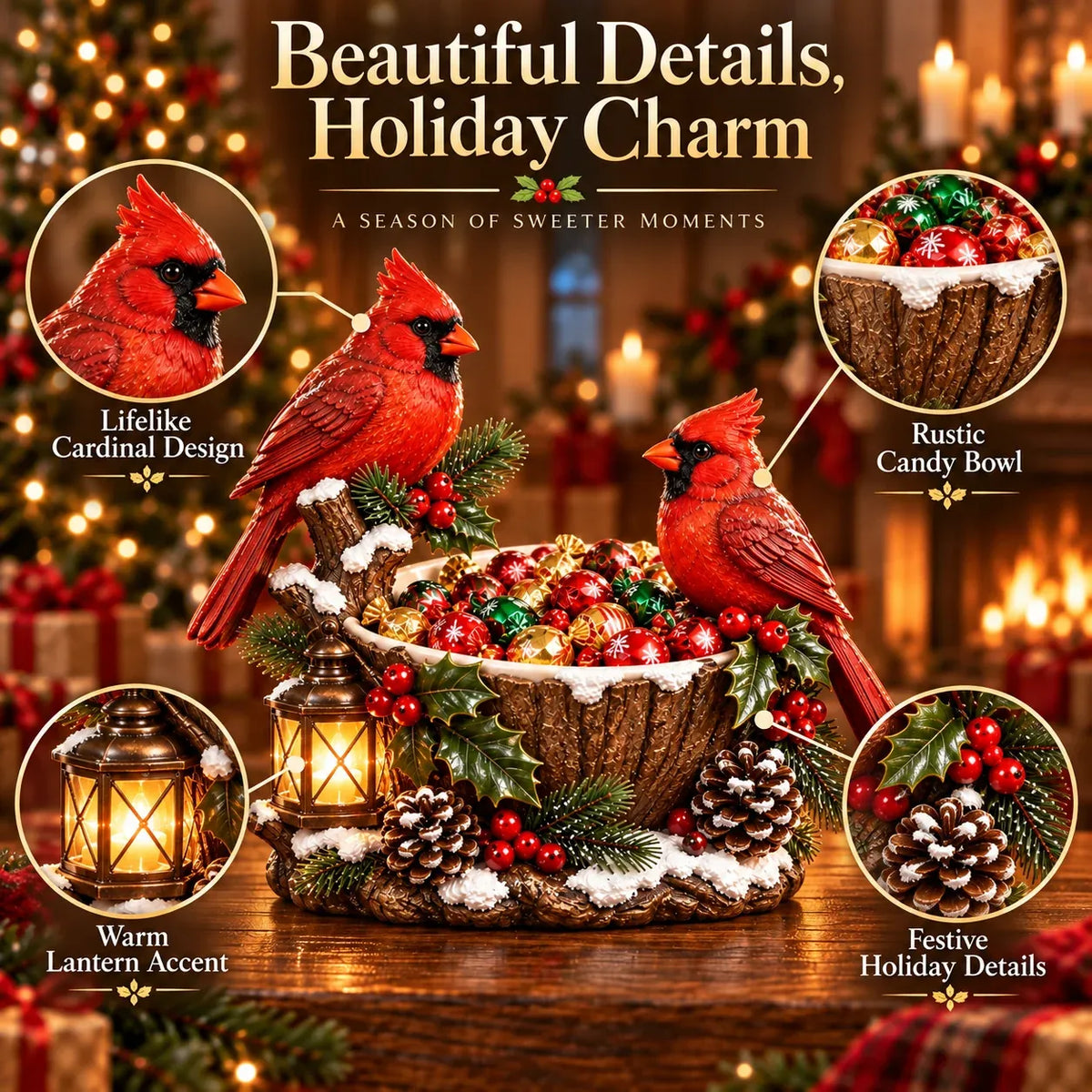 ⭐🎄 49% OFF | Lighted Cardinal Treat Bowl – A Cozy Christmas Centerpiece for Home