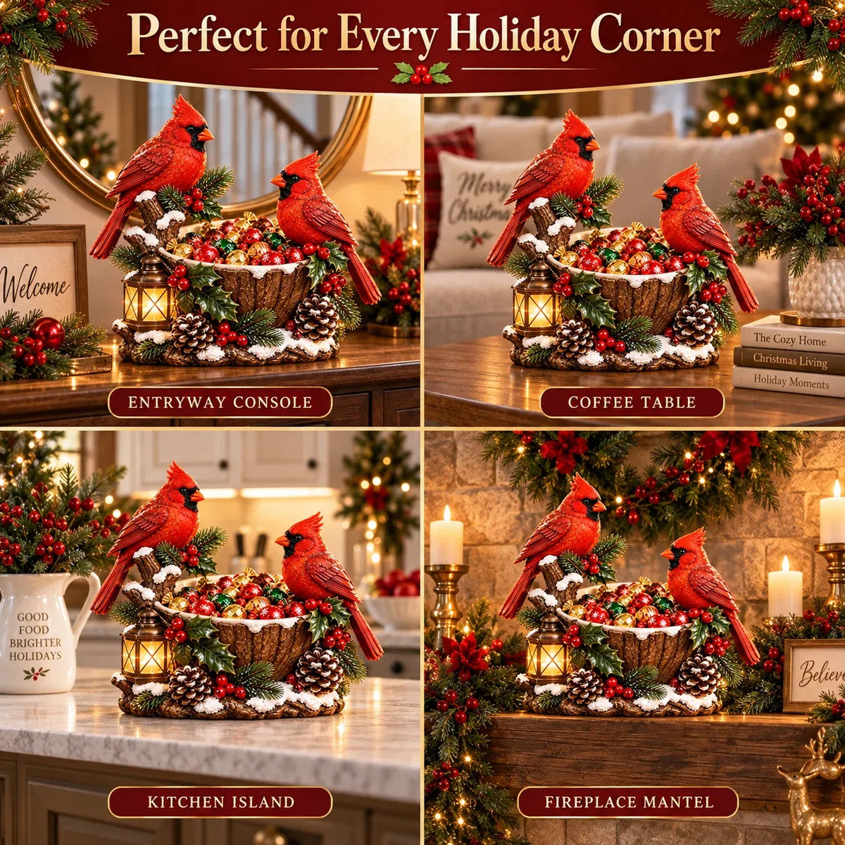 ⭐🎄 49% OFF | Lighted Cardinal Treat Bowl – A Cozy Christmas Centerpiece for Home