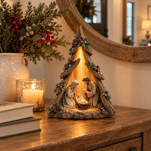 ⏰ Last Day 48% Off - Old-world Lighted Nativity Trees