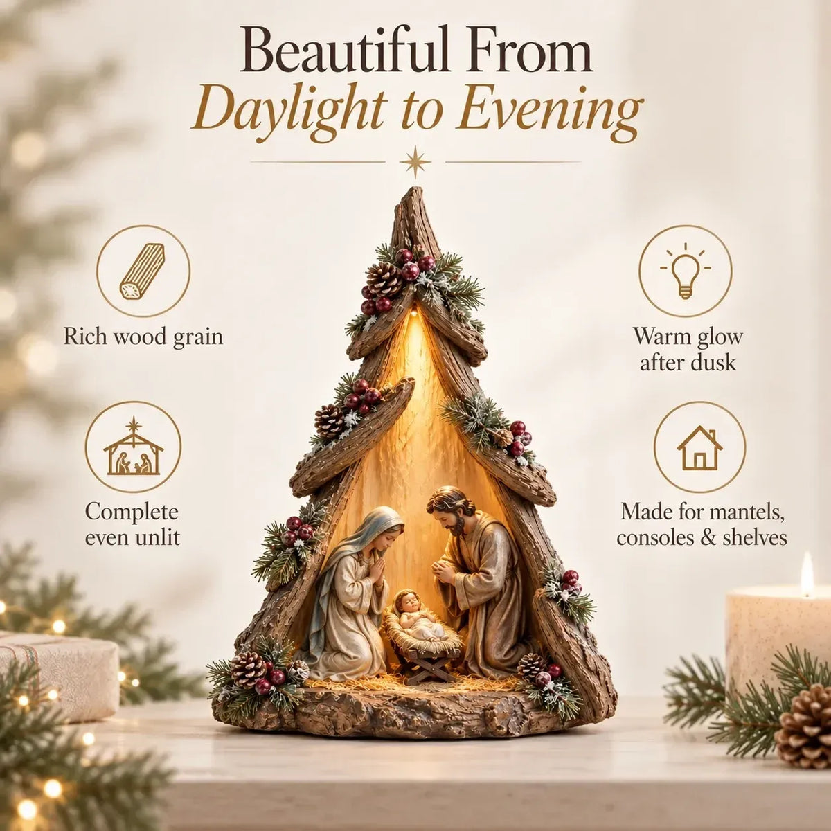 ⏰ Last Day 48% Off - Old-world Lighted Nativity Trees