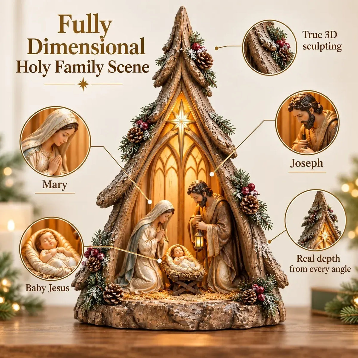 ⏰ Last Day 48% Off - Old-world Lighted Nativity Trees