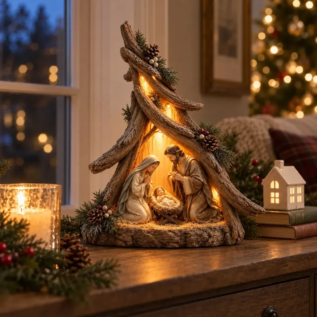 ⏰ Last Day 48% Off - Old-world Lighted Nativity Trees