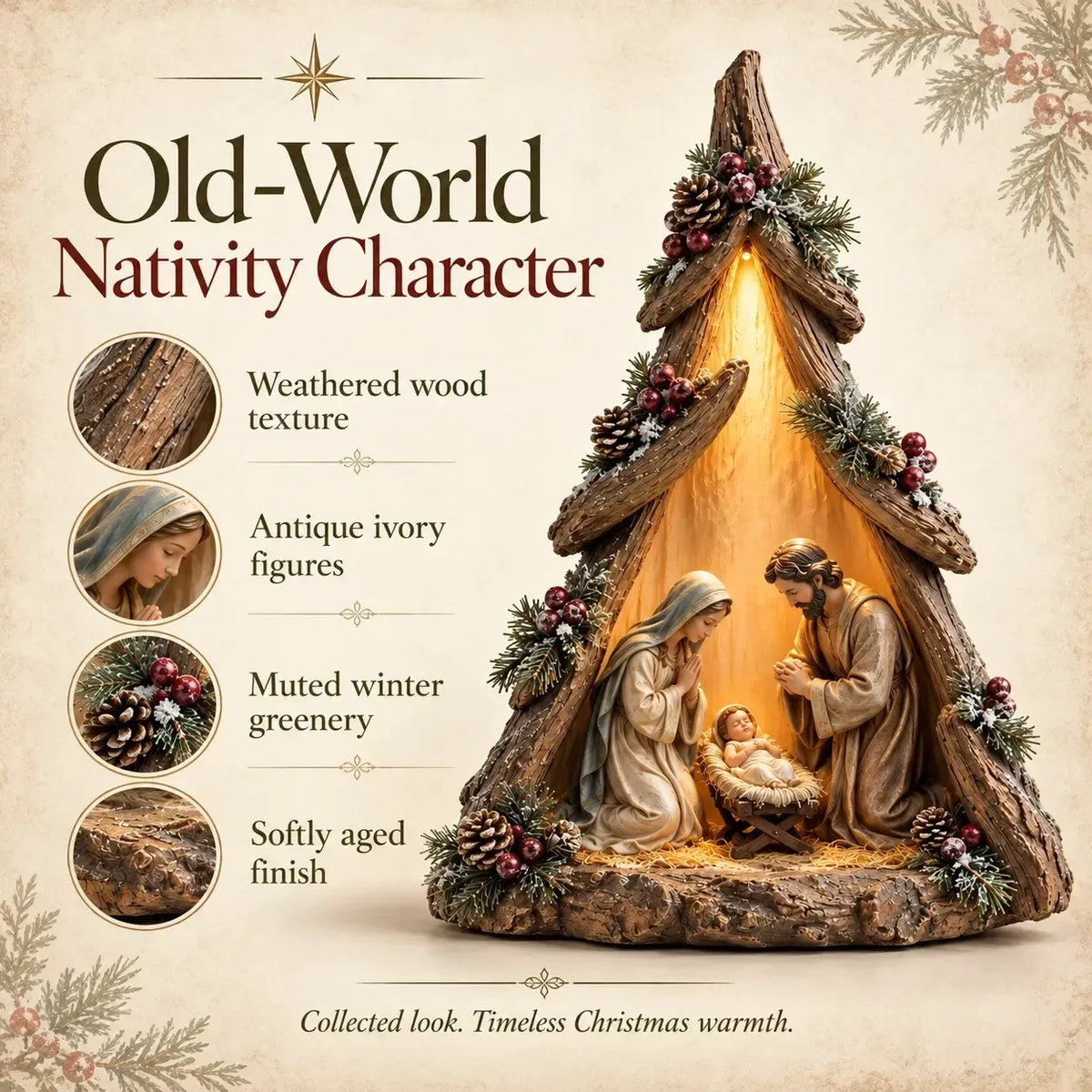 ⏰ Last Day 48% Off - Old-world Lighted Nativity Trees