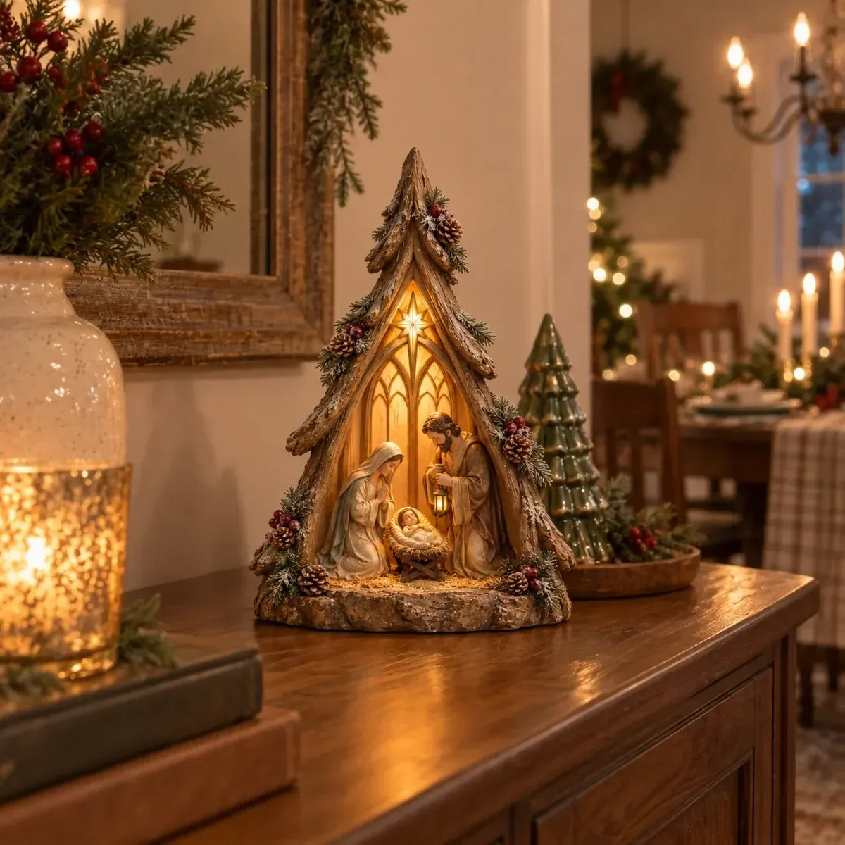 ⏰ Last Day 48% Off - Old-world Lighted Nativity Trees