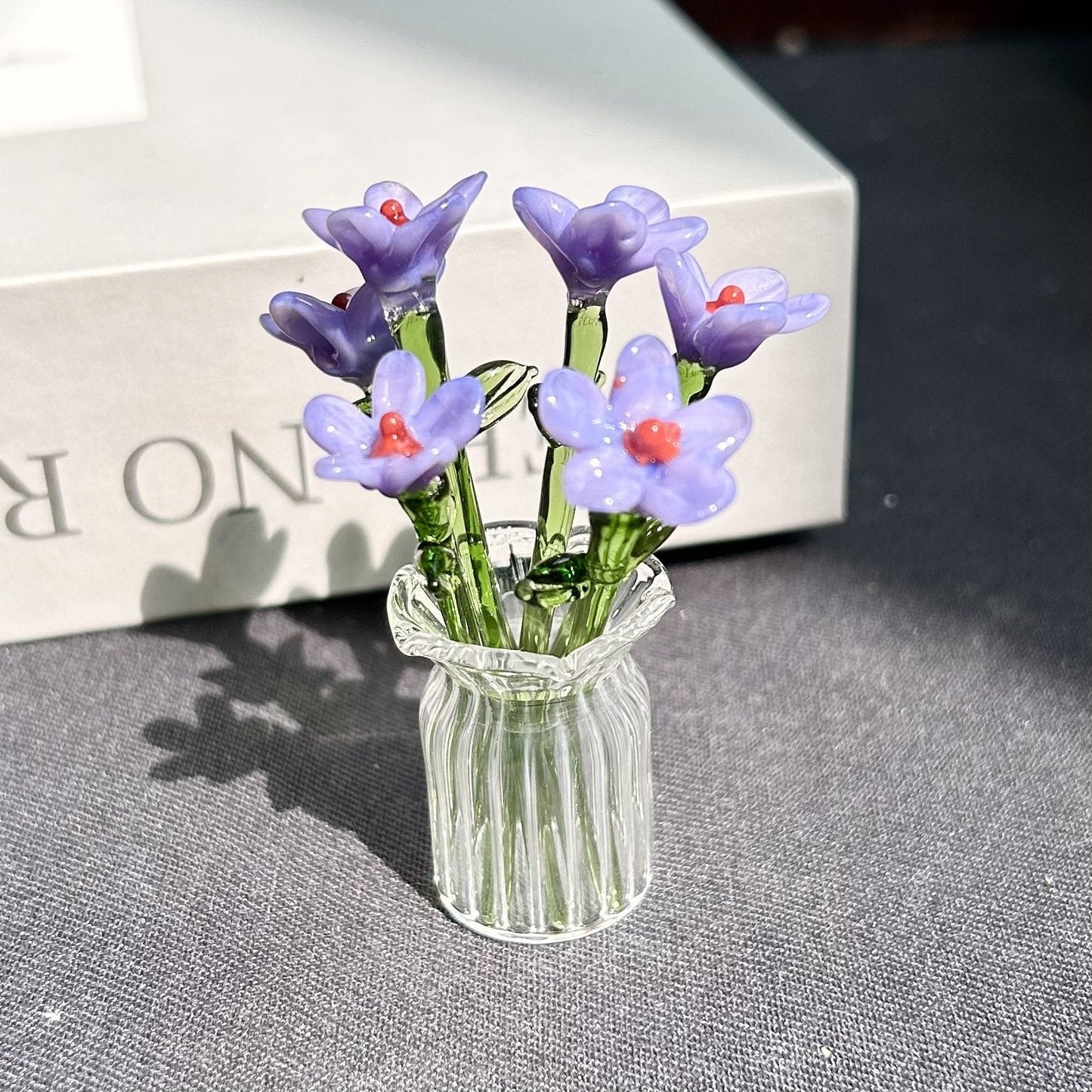 🌸Mini Glass Flower Ornament Crafts Artificial Flower Floral Figurine