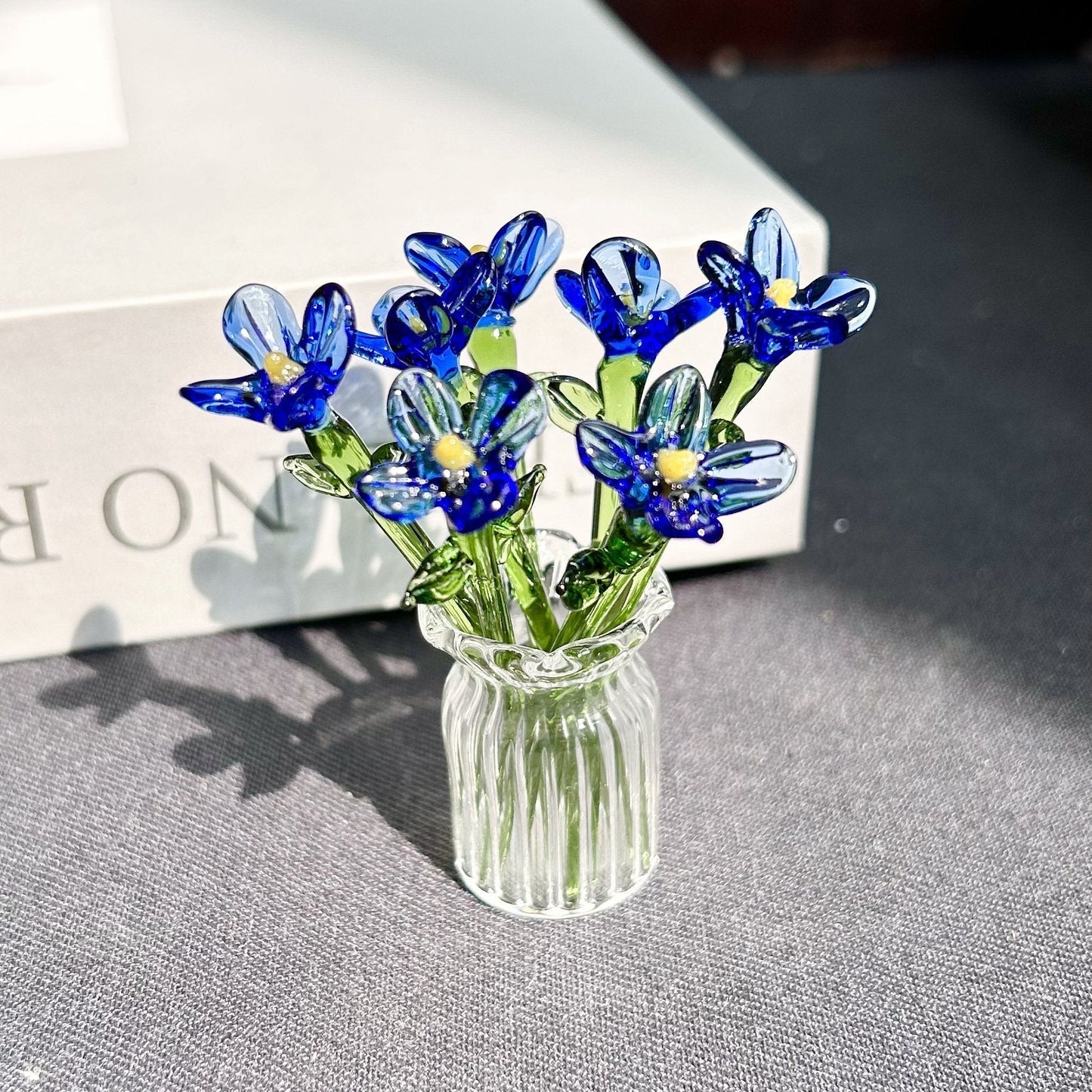 🌸Mini Glass Flower Ornament Crafts Artificial Flower Floral Figurine