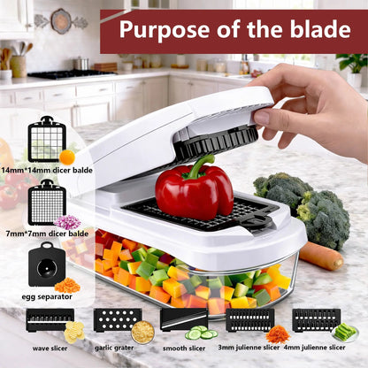 🤩Professional Vegetable Chopper, 15-in-1 Multifunctional Food Chopper