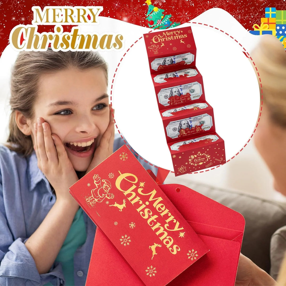 🏆Flash Sale⚡ 50K+ SOLD! Almost Gone-🎅💸Christmas Cash Gift Envelope– A creative way to give cash this Christmas!