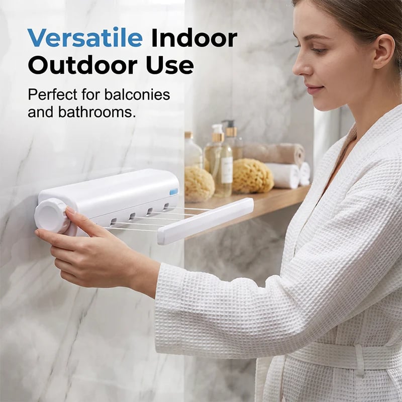 🔥Retractable Multi‑Line Clothesline Dryer｜Wall‑Mounted Space‑Saving Drying Line for Indoor & Outdoor Use