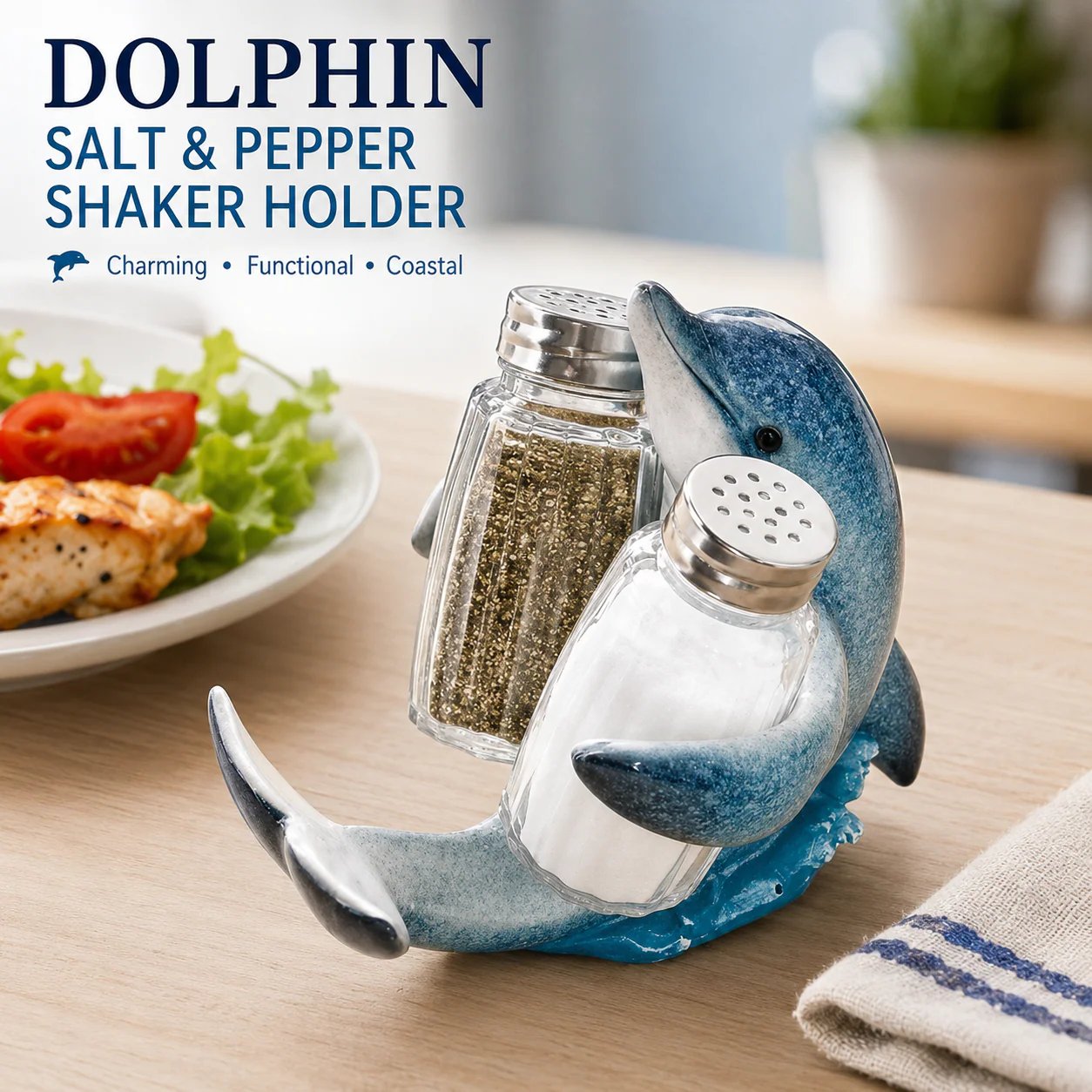 🤣Coastal Animal Salt & Pepper Shaker Holder Set