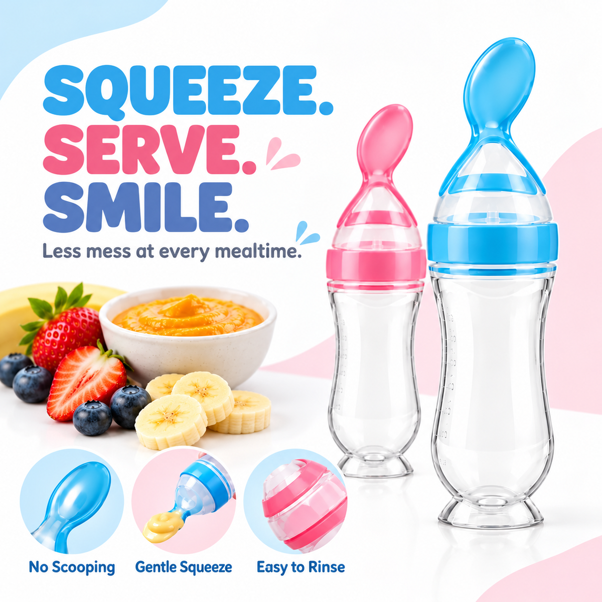 🥄 Mess-Free Baby Feeding Spoon Bottle | Squeeze, Serve &amp; Smile