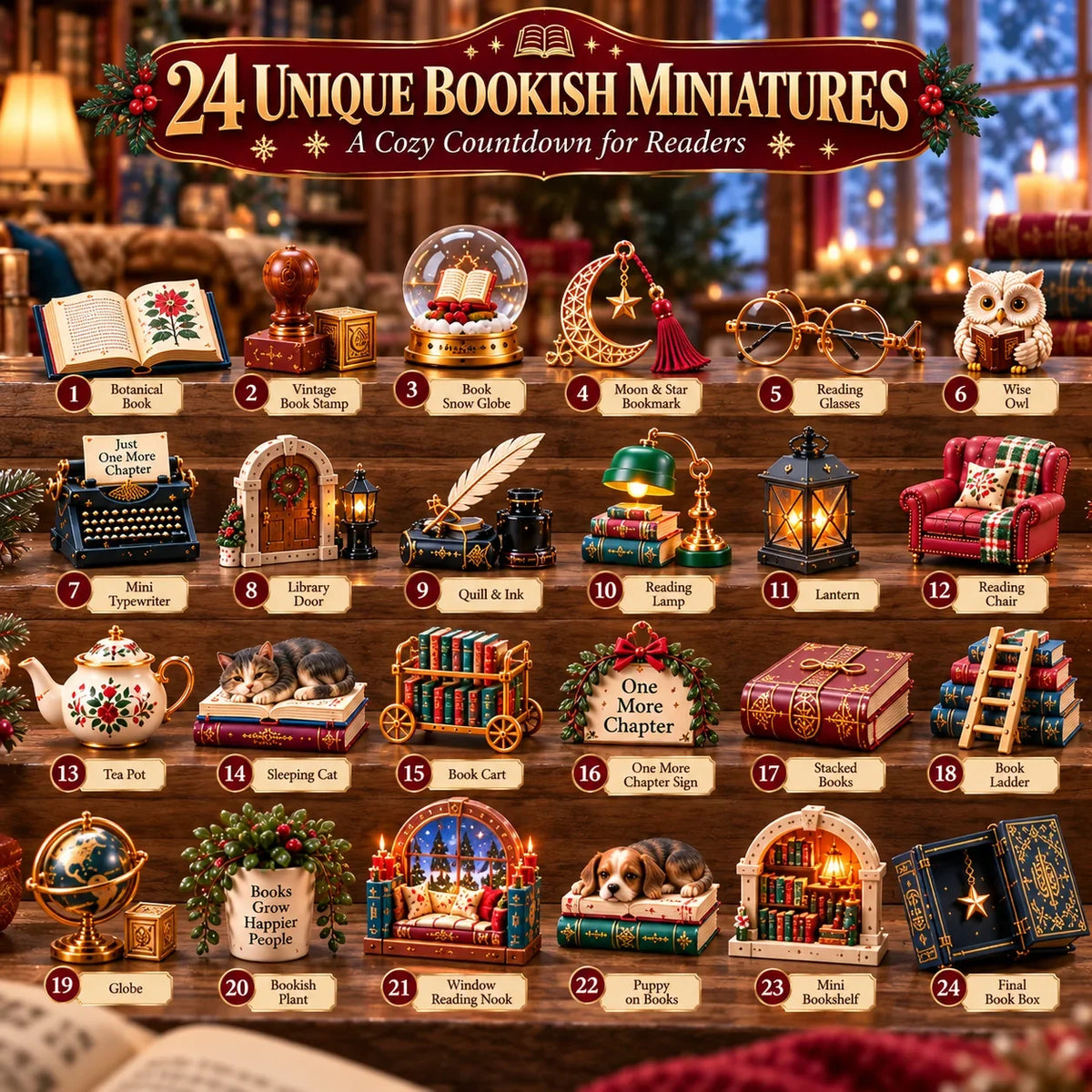 ⭐LAST DAY 48% OFF-24 Nights Of Bookish Joy — A Cozy Countdown For Readers