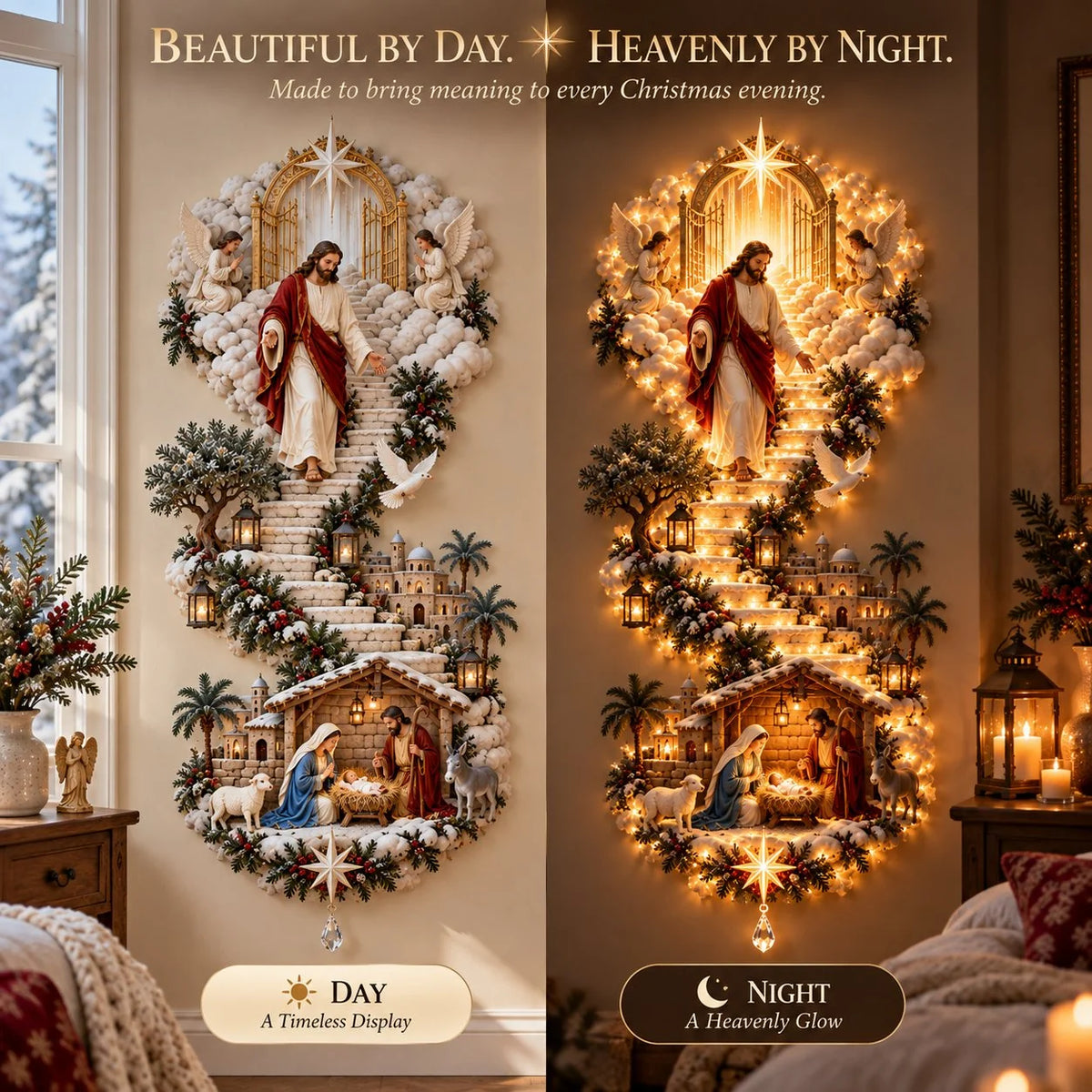 ✨ Last Day – 49% Off!✨ Jesus Light Of Heaven Christmas Wall Hanging✝️