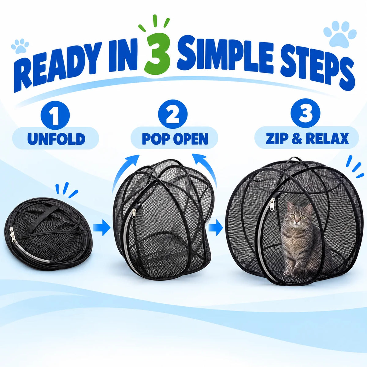 🐱🌿 Freshair Cat Haven™ – Pop-up Mesh Playpen