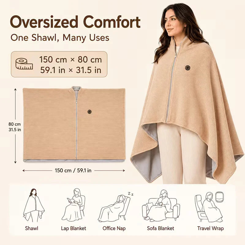 🔥Wearable Heated Blanket Shawl | Portable USB-Powered Warmth for Home, Work & Outdoors