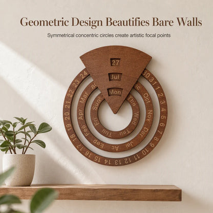📢📢49% OFF !! ⏰Circular Wooden Rotating Perpetual Calendar Wall Hanging Decoration
