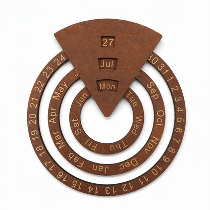 📢📢49% OFF !! ⏰Circular Wooden Rotating Perpetual Calendar Wall Hanging Decoration