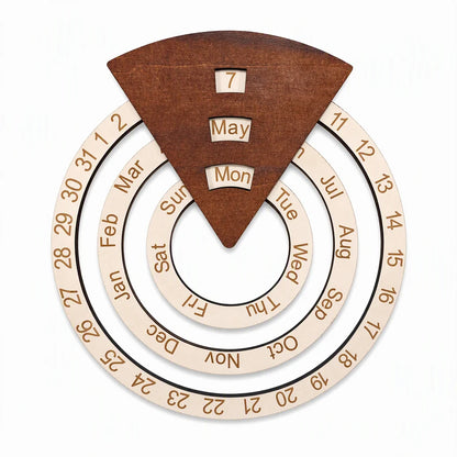 📢📢49% OFF !! ⏰Circular Wooden Rotating Perpetual Calendar Wall Hanging Decoration