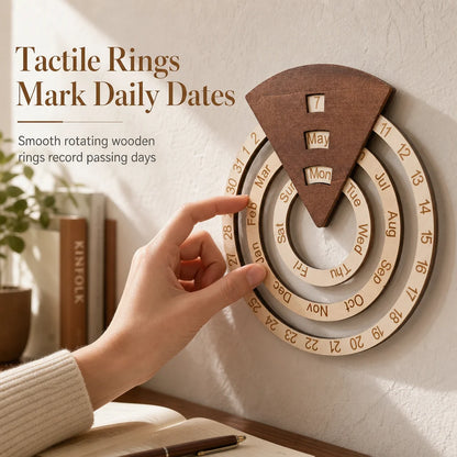 📢📢49% OFF !! ⏰Circular Wooden Rotating Perpetual Calendar Wall Hanging Decoration