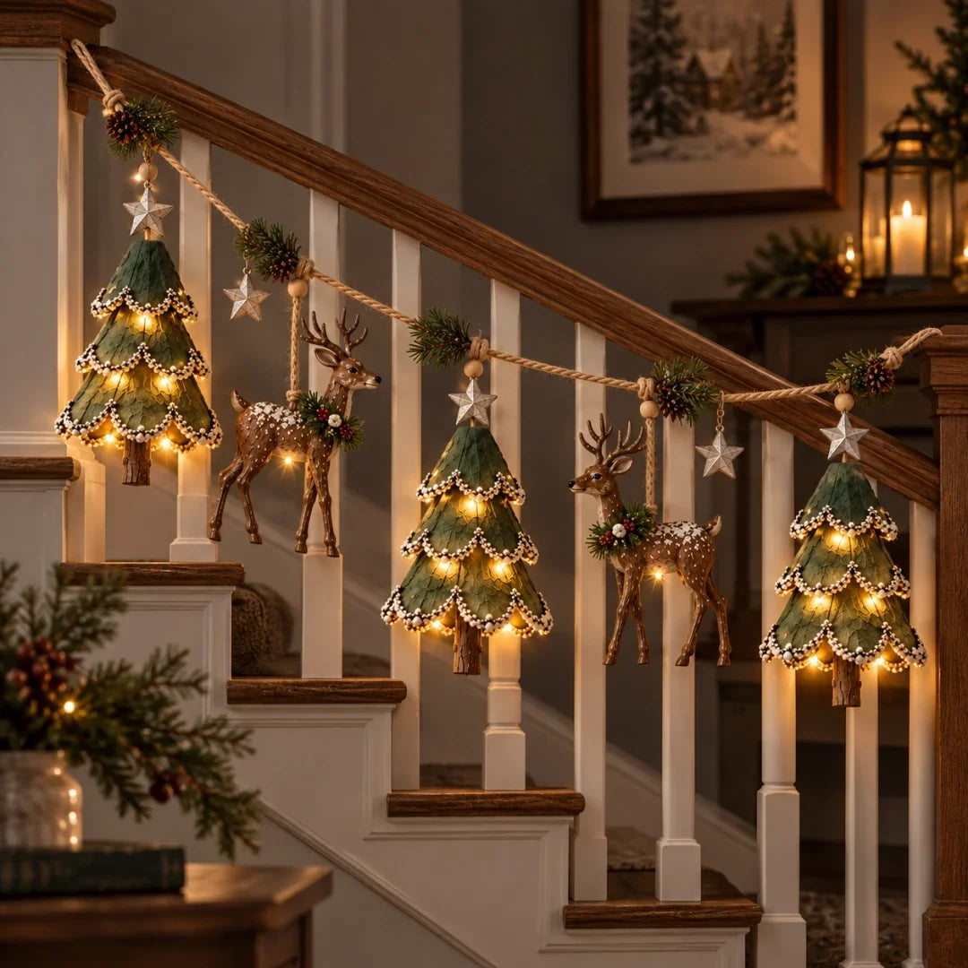Lighted Woodland Christmas Garland
