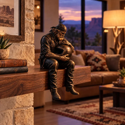 🎁Old Biker Soul Shelf Sitter Collection – Rustic Motorcycle Rider Figurines For Men