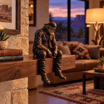 Old Biker Soul Shelf Sitter Collection – Rustic Motorcycle Rider Figurines For Men