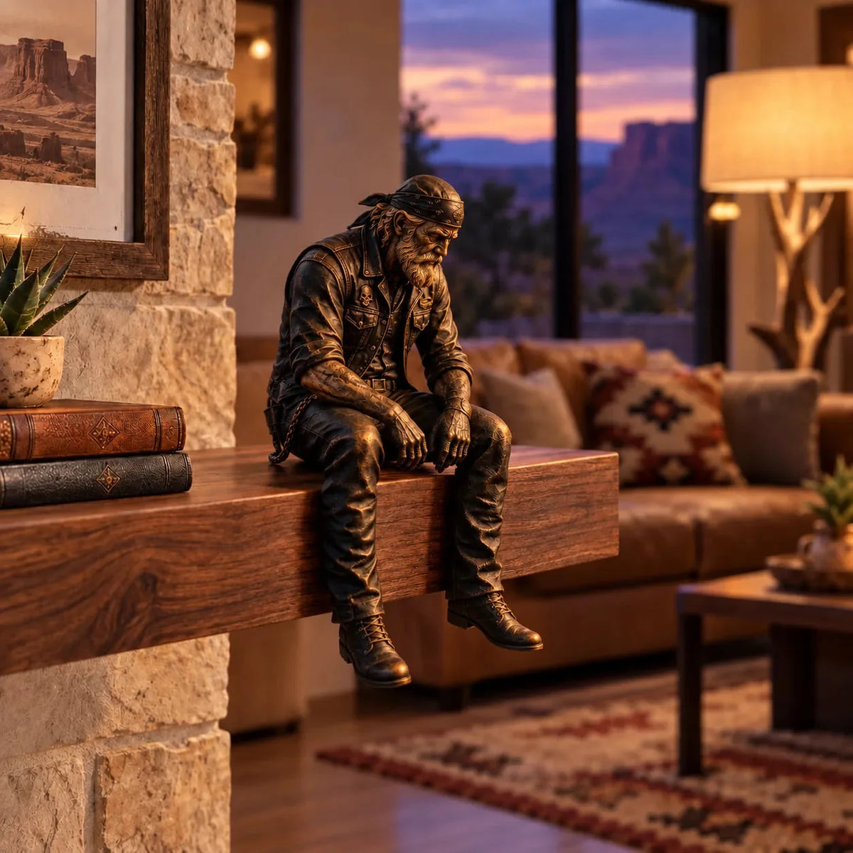 🎁Old Biker Soul Shelf Sitter Collection – Rustic Motorcycle Rider Figurines For Men