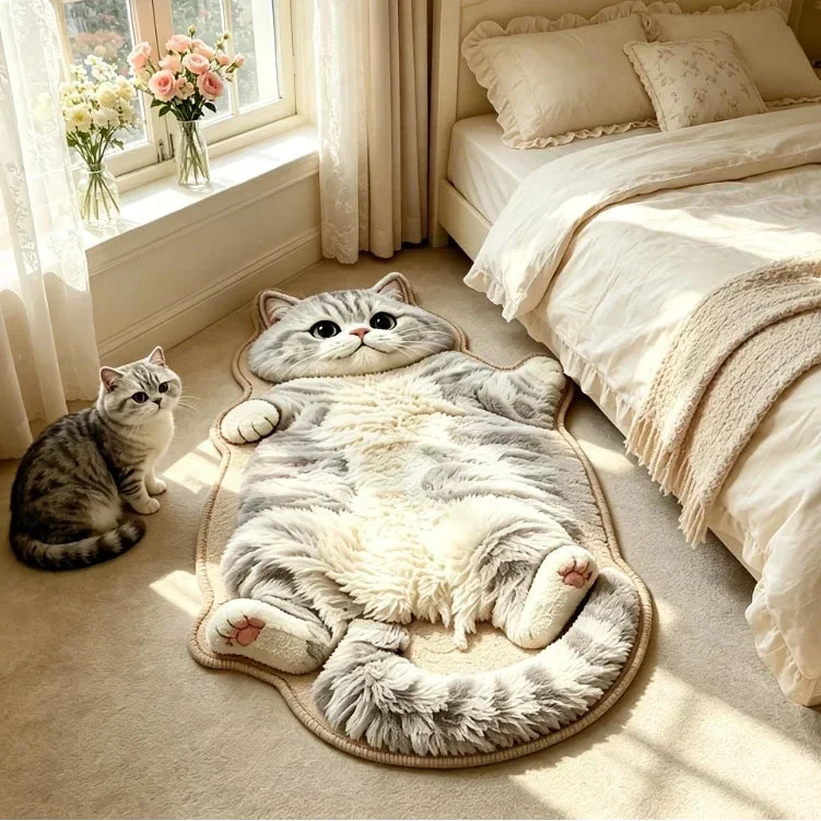 🐱🤎Chubby Tabby Cat Shaped Rug 🐱🤎