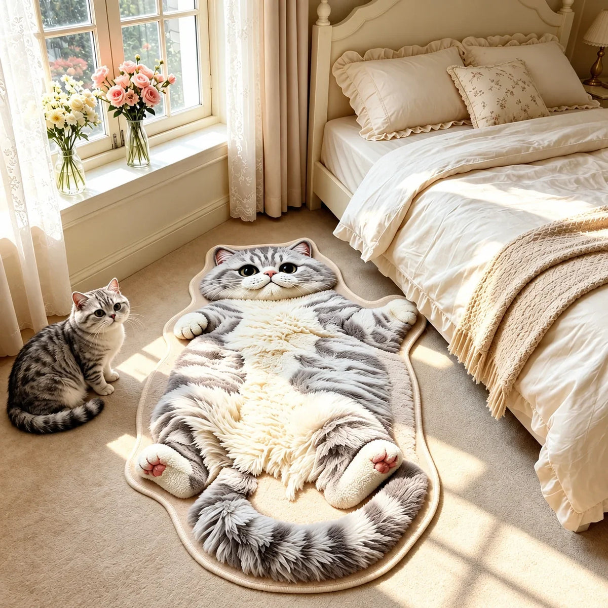 🐱🤎Chubby Tabby Cat Shaped Rug 🐱🤎