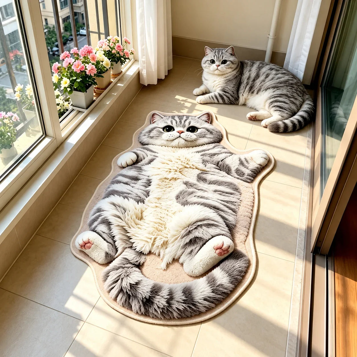 🐱🤎Chubby Tabby Cat Shaped Rug 🐱🤎
