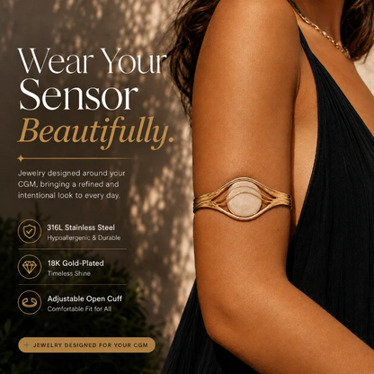 ✨CGM Sensor Arm Cuff – 18K Gold-Plated Adjustable Jewelry Holder for Compatible CGM Sensors