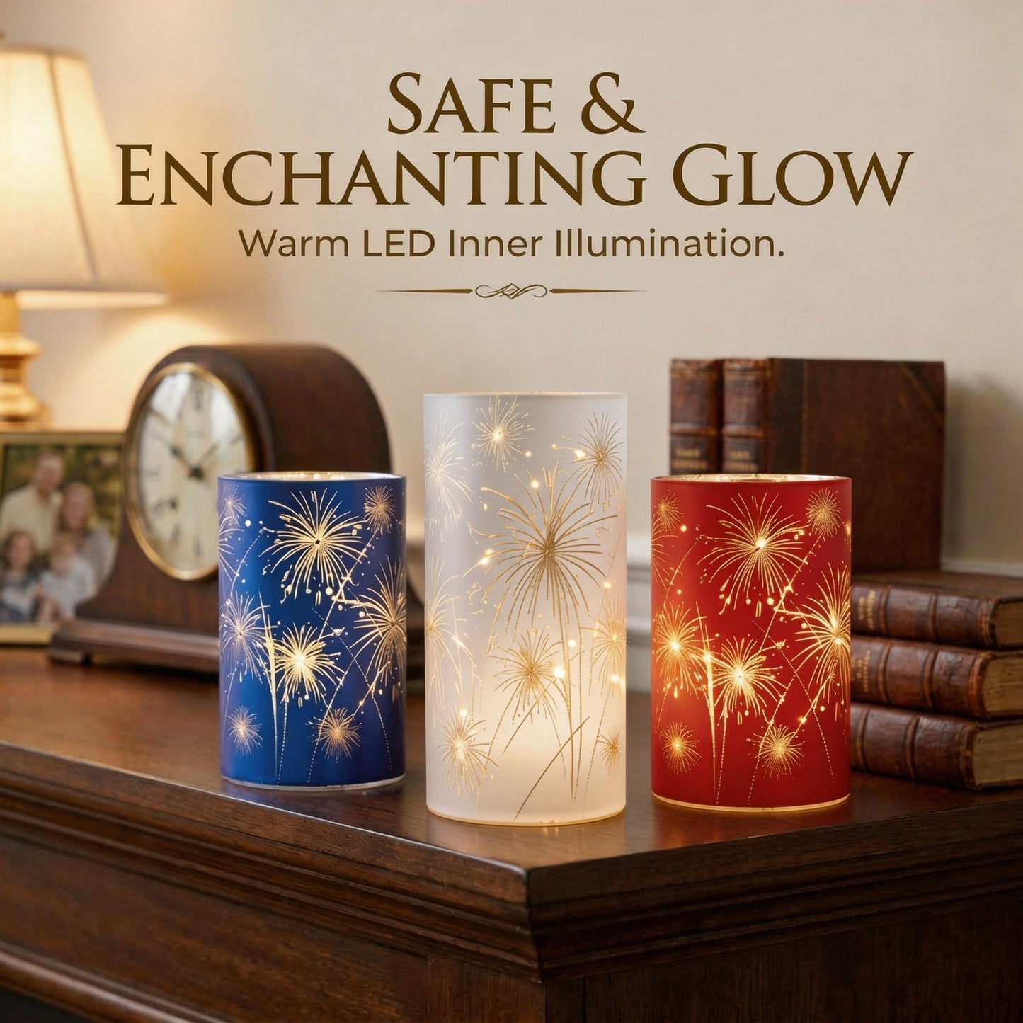 🎇Celebration Firework Lanterns – Premium Patriotic Red, White & Blue Trio