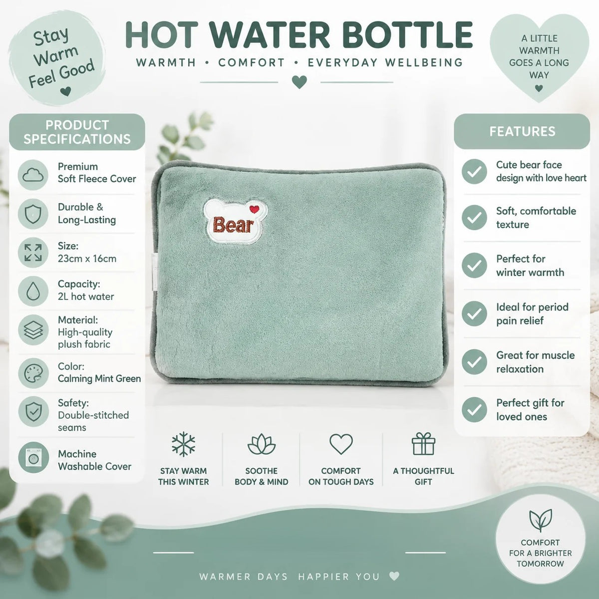 🎄Christmas Sale 48% OFF-Rechargeable Hot Water Bottles, Heat Packs, Explosion-proof Heat Pads